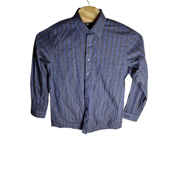 Kenneth Cole Reaction Men's Blue Micro Check Size 16-34/35 Shirt, Wrinkle Free, - Picture 2 of 6